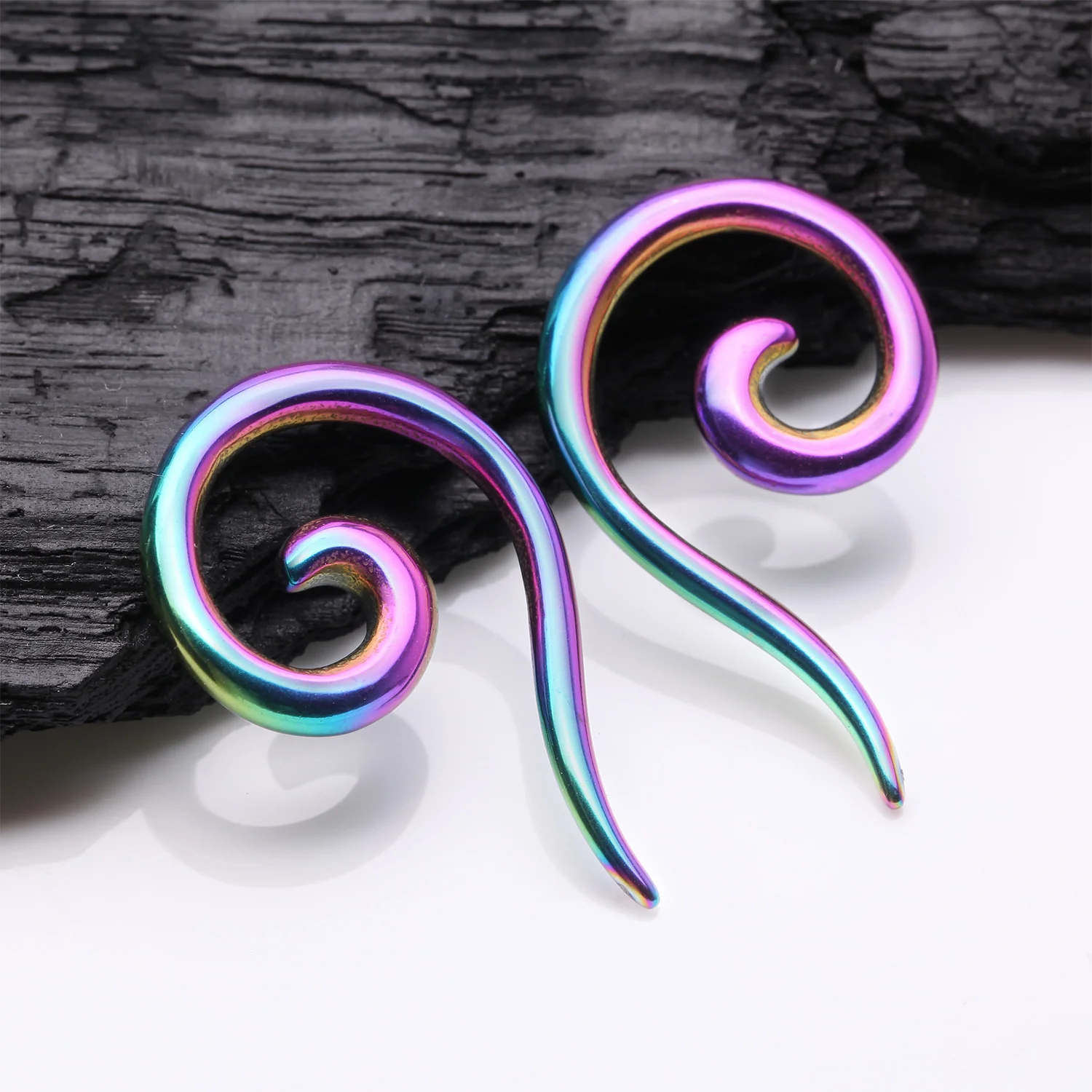 A Pair of Colorline Steel Spiral Tail Ear Weight Hanger Plug - Image 2