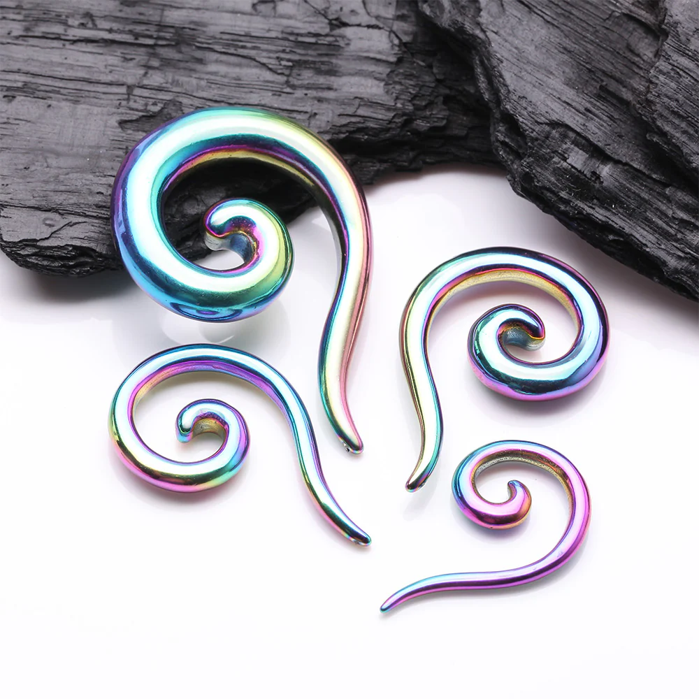 A Pair of Colorline Steel Spiral Tail Ear Weight Hanger Plug - Image 3