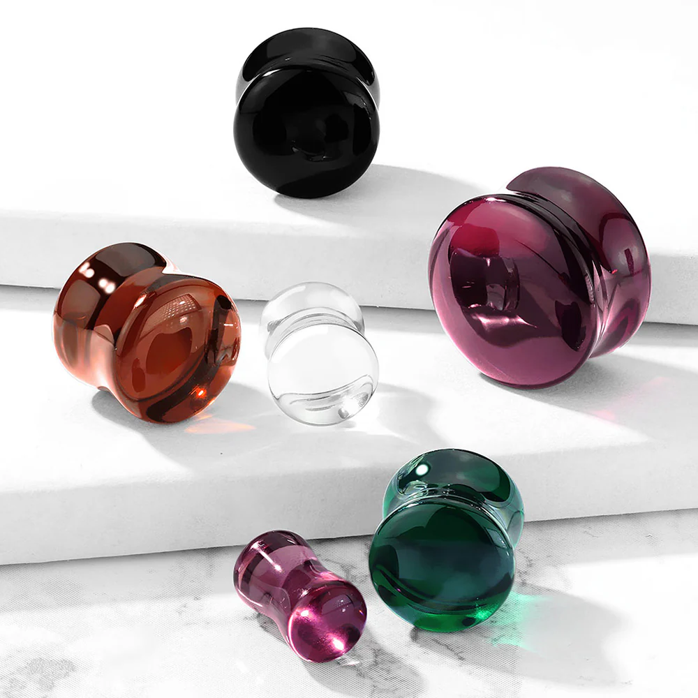 A Pair of Convex Glass Double Flared Plug - Image 3
