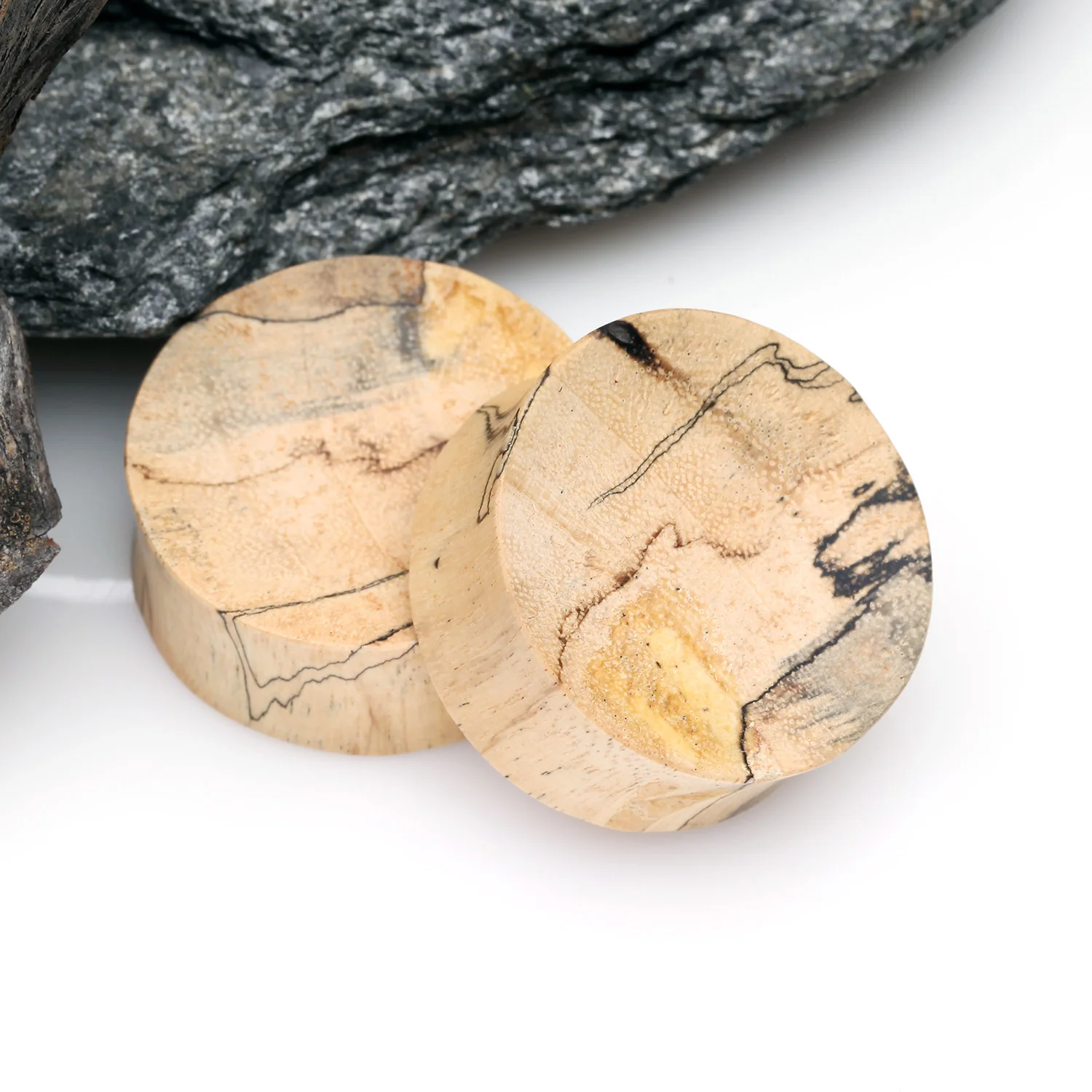 A Pair of Concave Old Tamarind Wood Double Flared Plug - Image 2