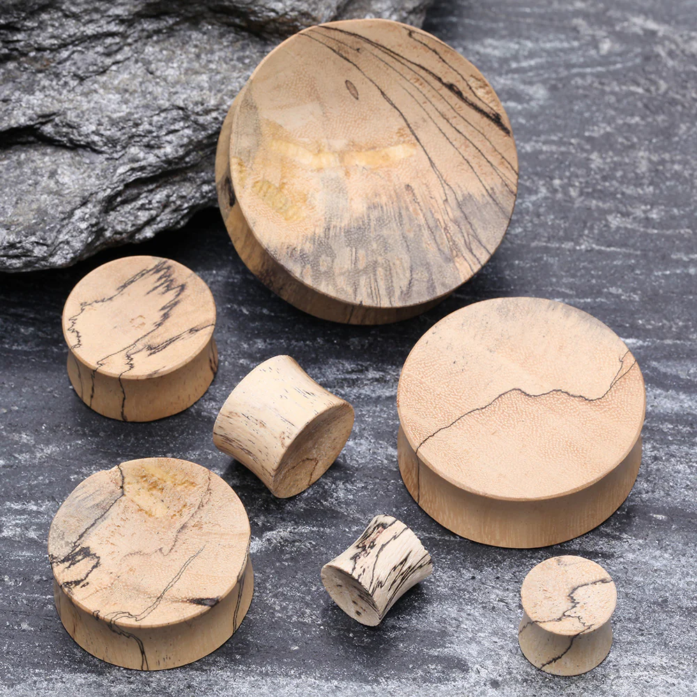 A Pair of Concave Old Tamarind Wood Double Flared Plug - Image 3