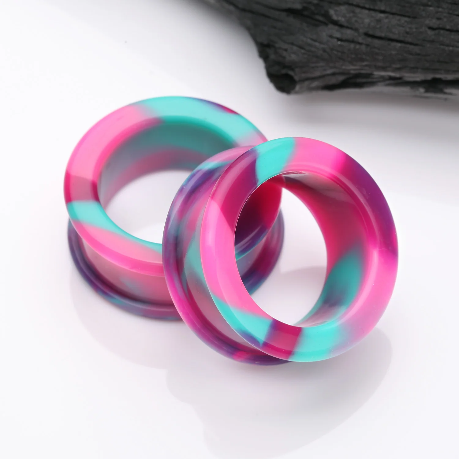A Pair of Cosmic Flair Camo Flexible Silicone Double Flared Tunnel Plug - Image 2
