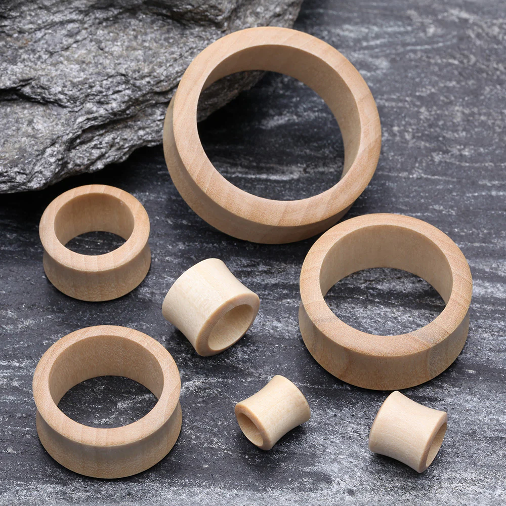 A Pair of Crocodile Wood Double Flared Tunnel Plug - Image 3