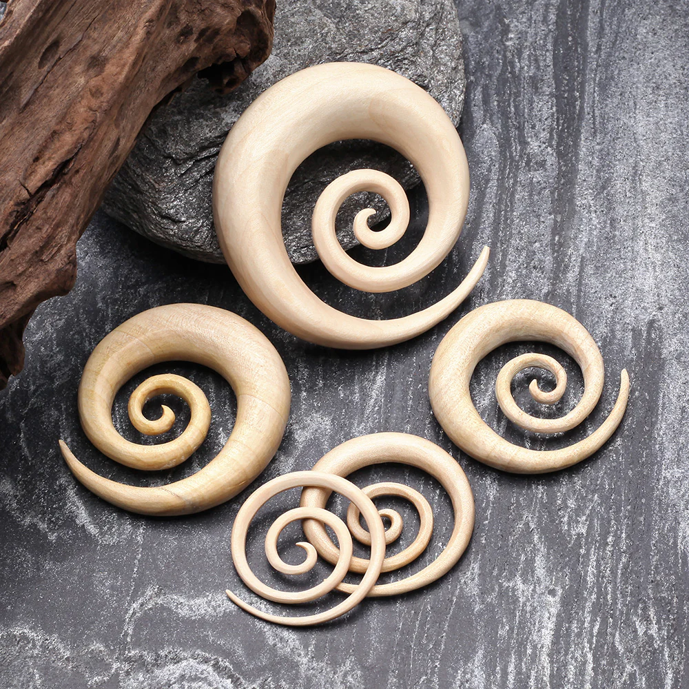 A Pair of Crocodile Wood Super Spiral Hanger Plug - Image 3