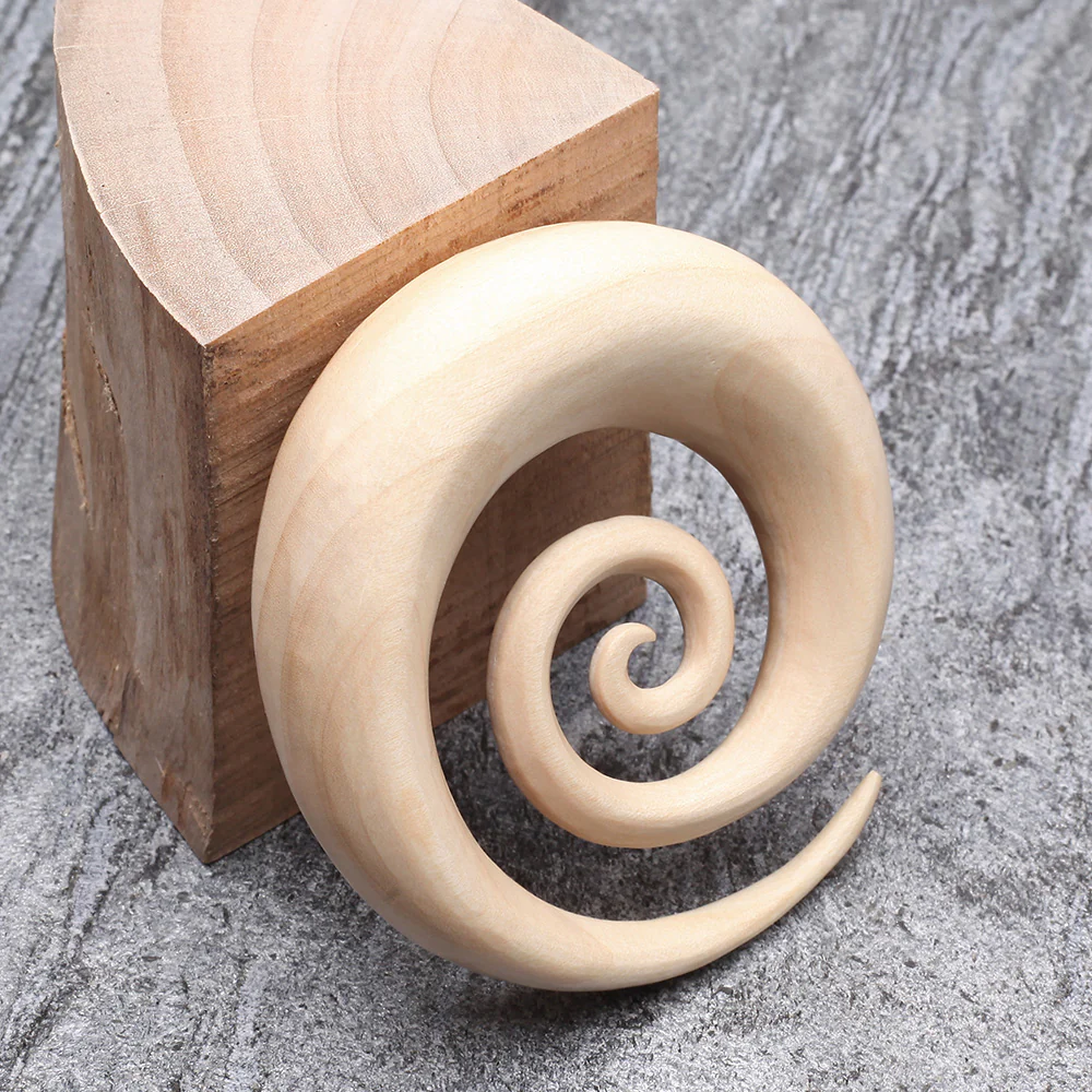 A Pair of Crocodile Wood Super Spiral Hanger Plug - Image 4