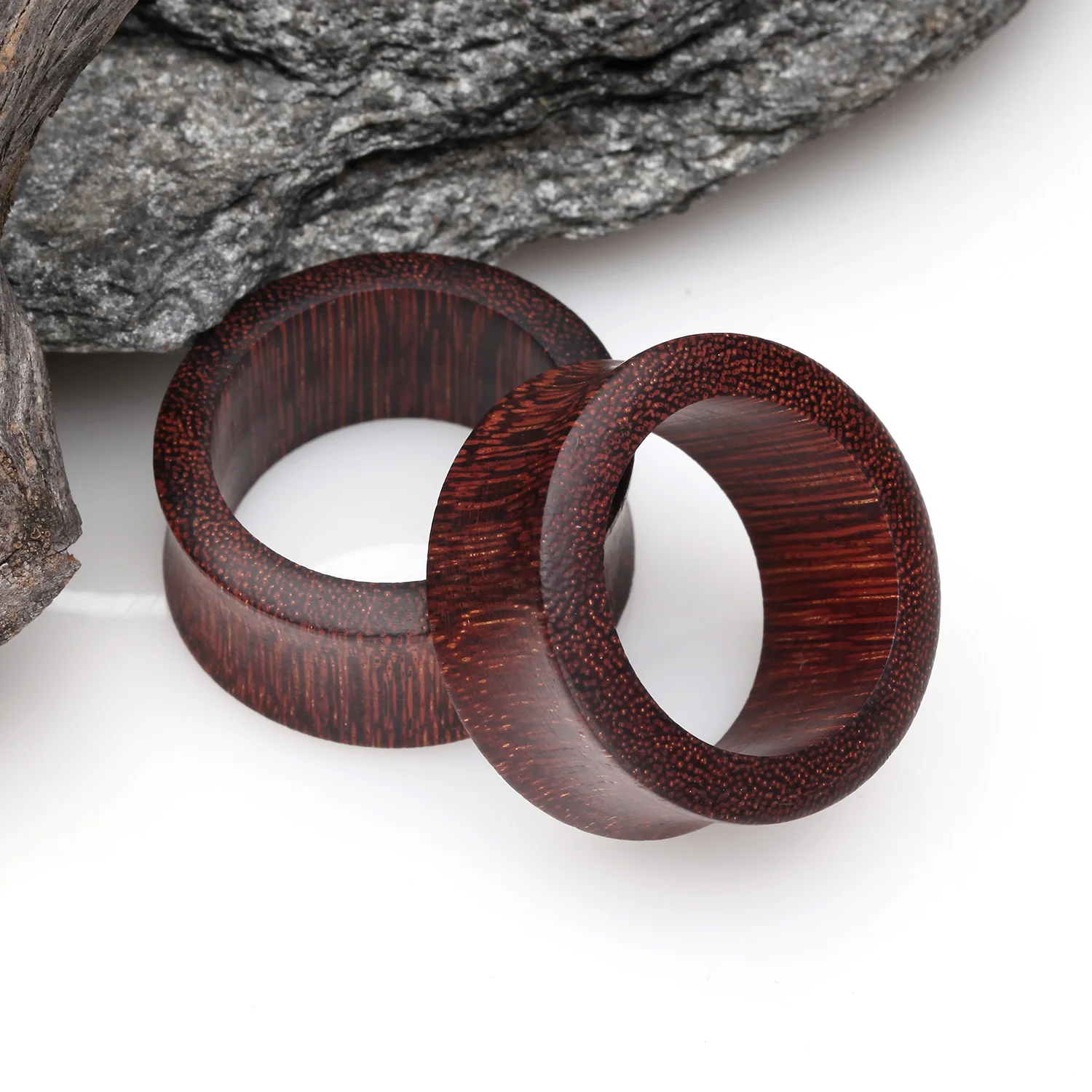 A Pair of Dark Tamarind Wood Double Flared Tunnel Plug - Image 2