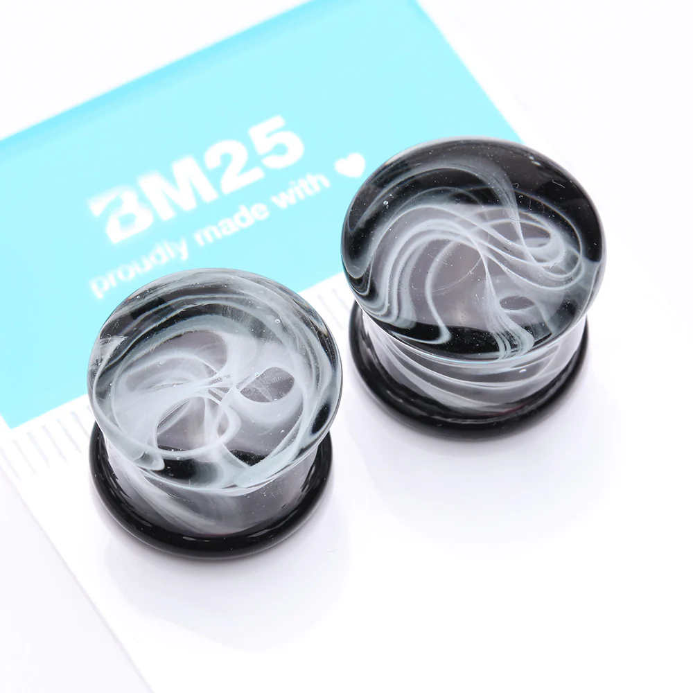 A Pair of Deco Art Swirlesque Glass Double Flared Plug - Image 4