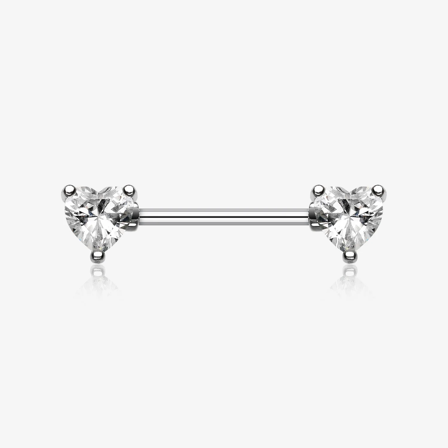 A Pair of Double Heart Gem Nipple Barbell Ring