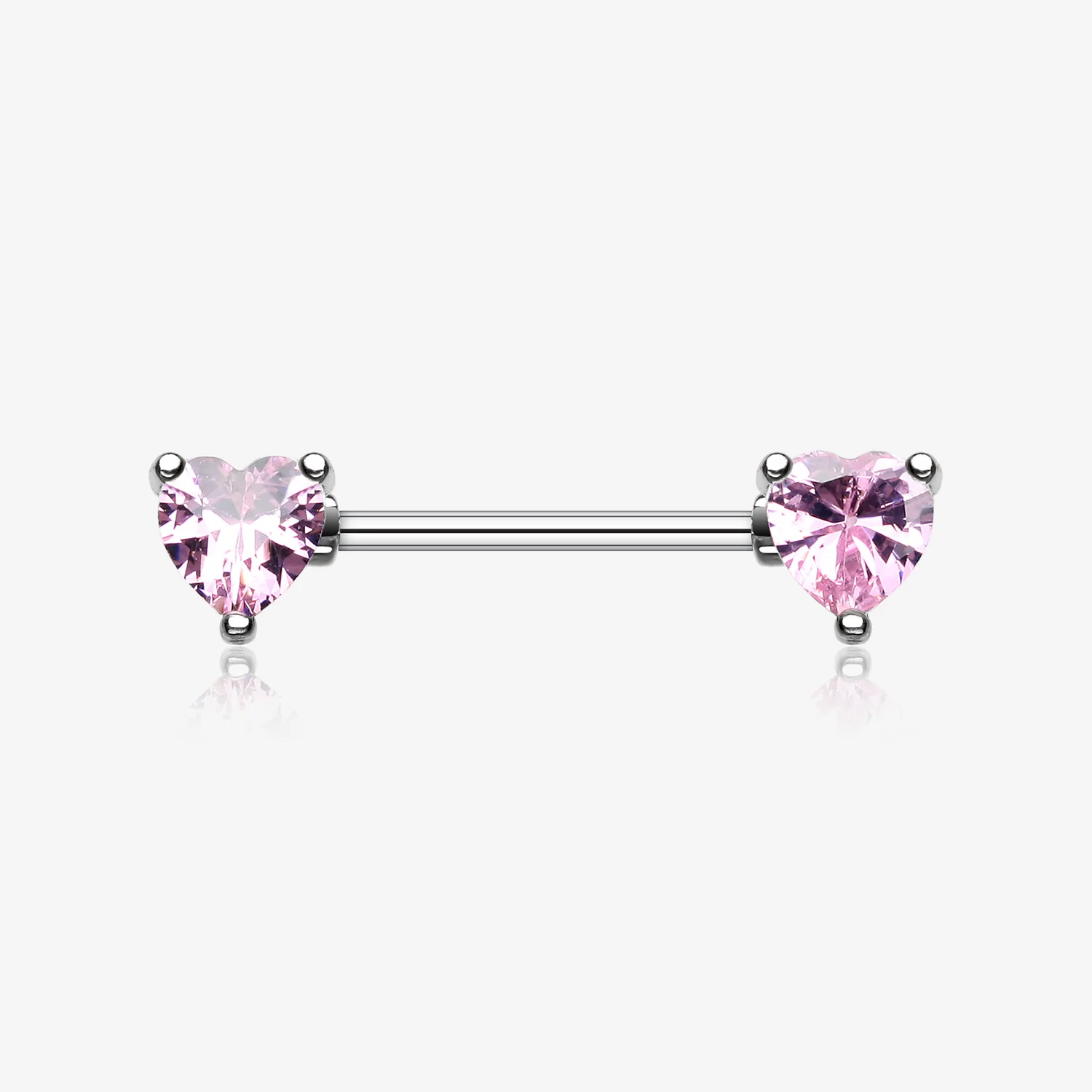 A Pair of Double Heart Gem Nipple Barbell Ring