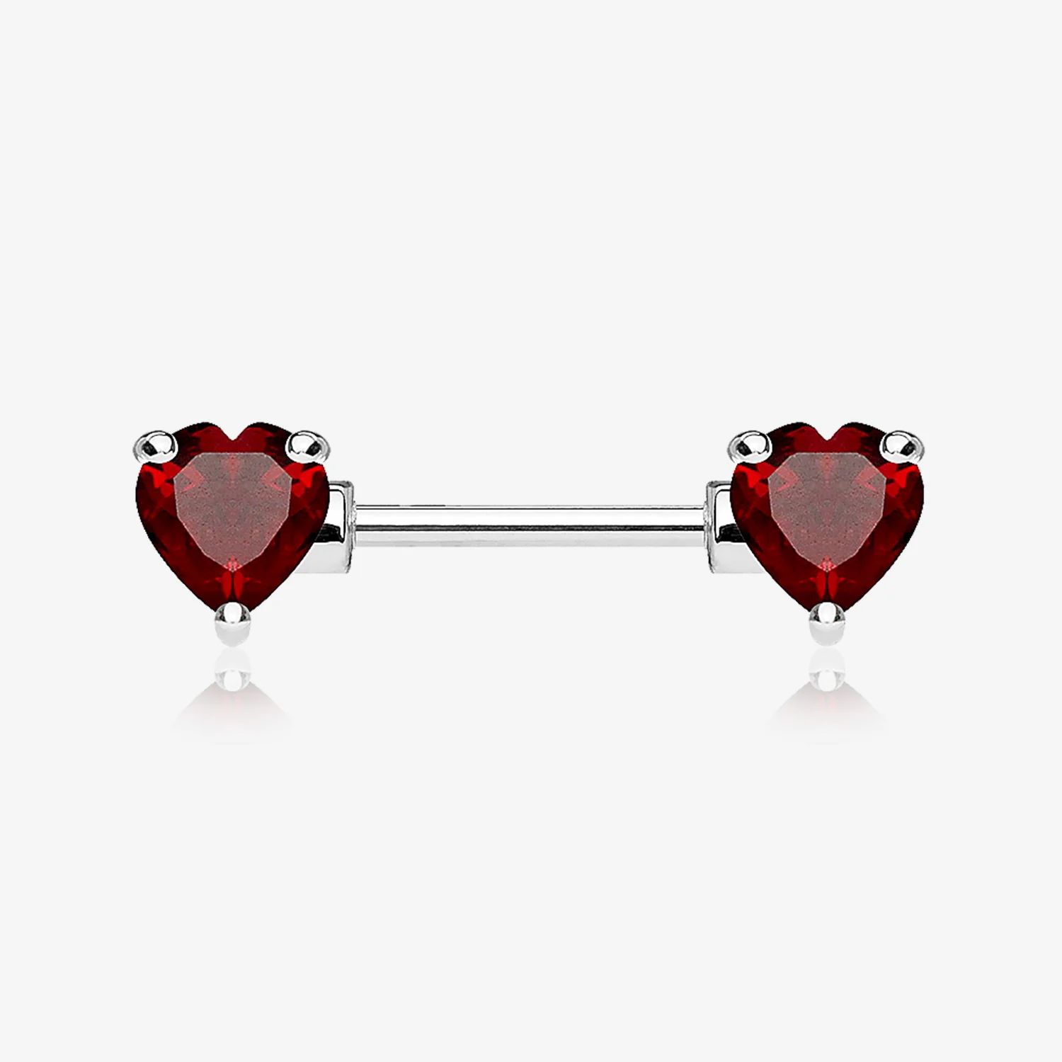 A Pair of Double Heart Gem Nipple Barbell Ring