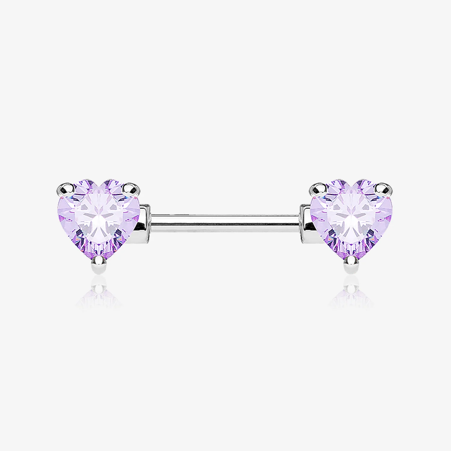 A Pair of Double Heart Gem Nipple Barbell Ring