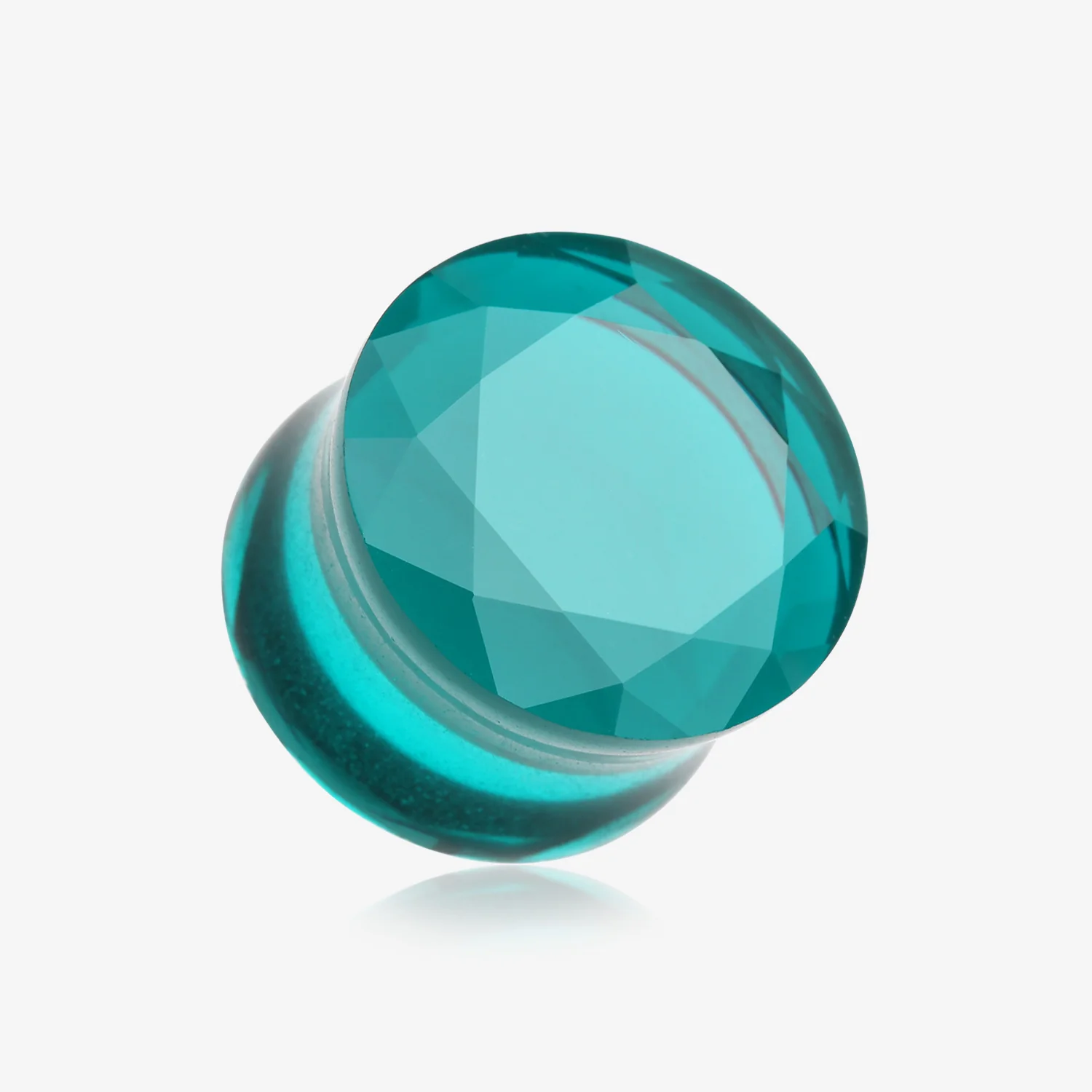 A Pair of Faceted Pyrex Glass Gem Double Flared Ear Gauge Plug