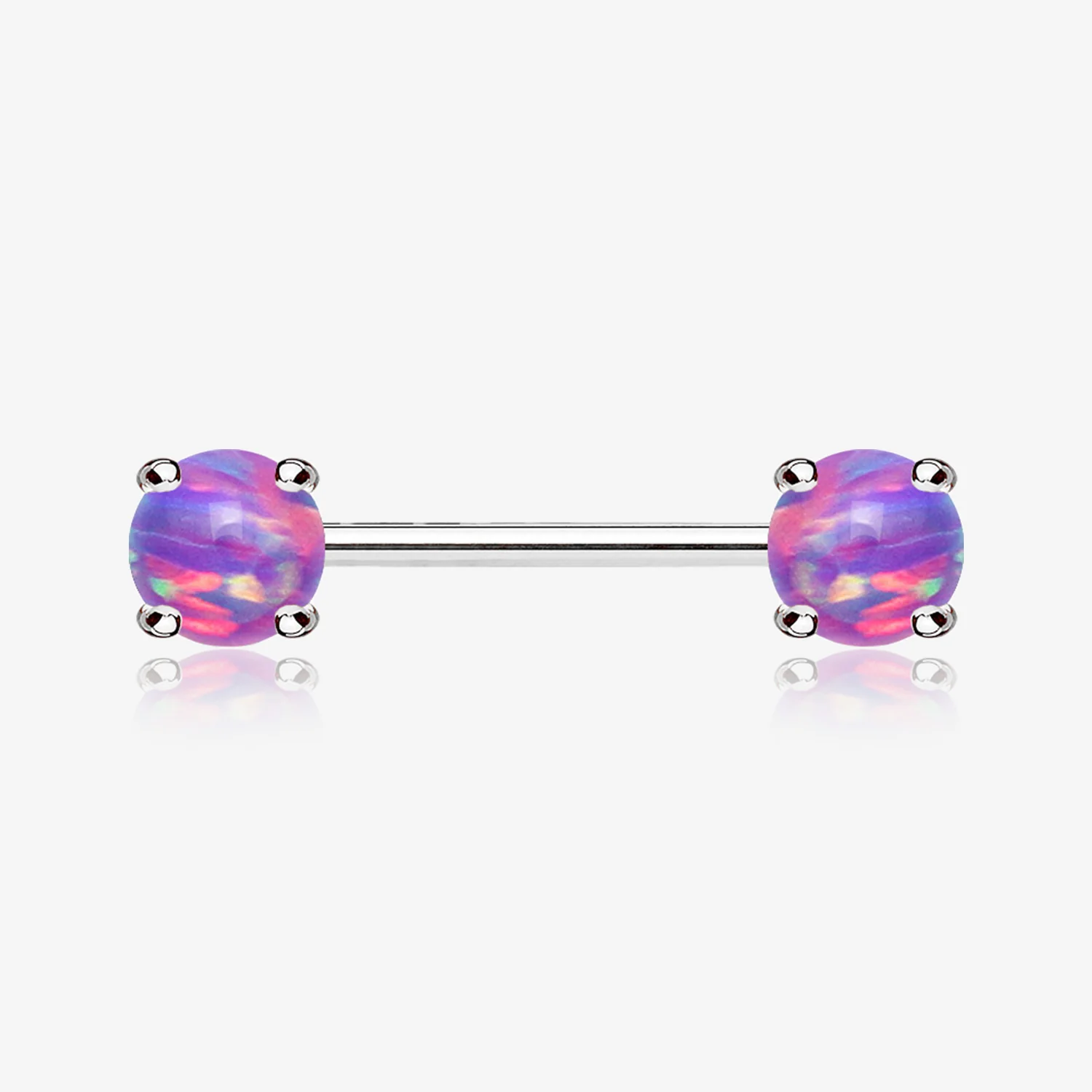 A Pair of Fire Opal Prong Set Sparkle Nipple Barbell
