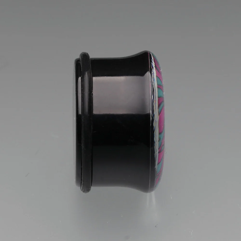 A Pair of Glow in the Dark Dainty Zebra Stripes Single Flared Acrylic Ear Gauge Plug - Image 4