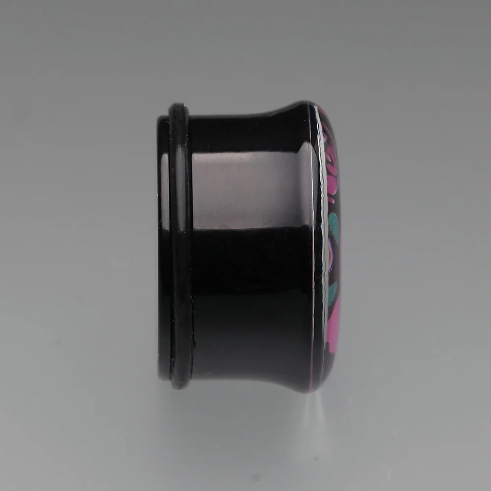 A Pair of Glow in the Dark Romantic Roses Single Flared Ear Gauge Plug - Image 4