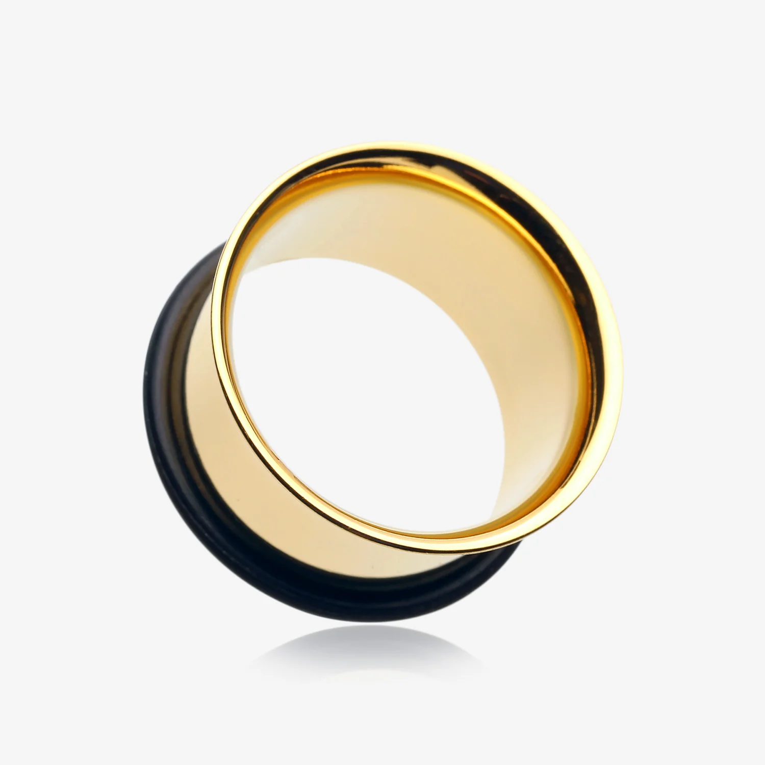 A Pair of Gold Plated Steel Single Flared Ear Gauge Tunnel Plug