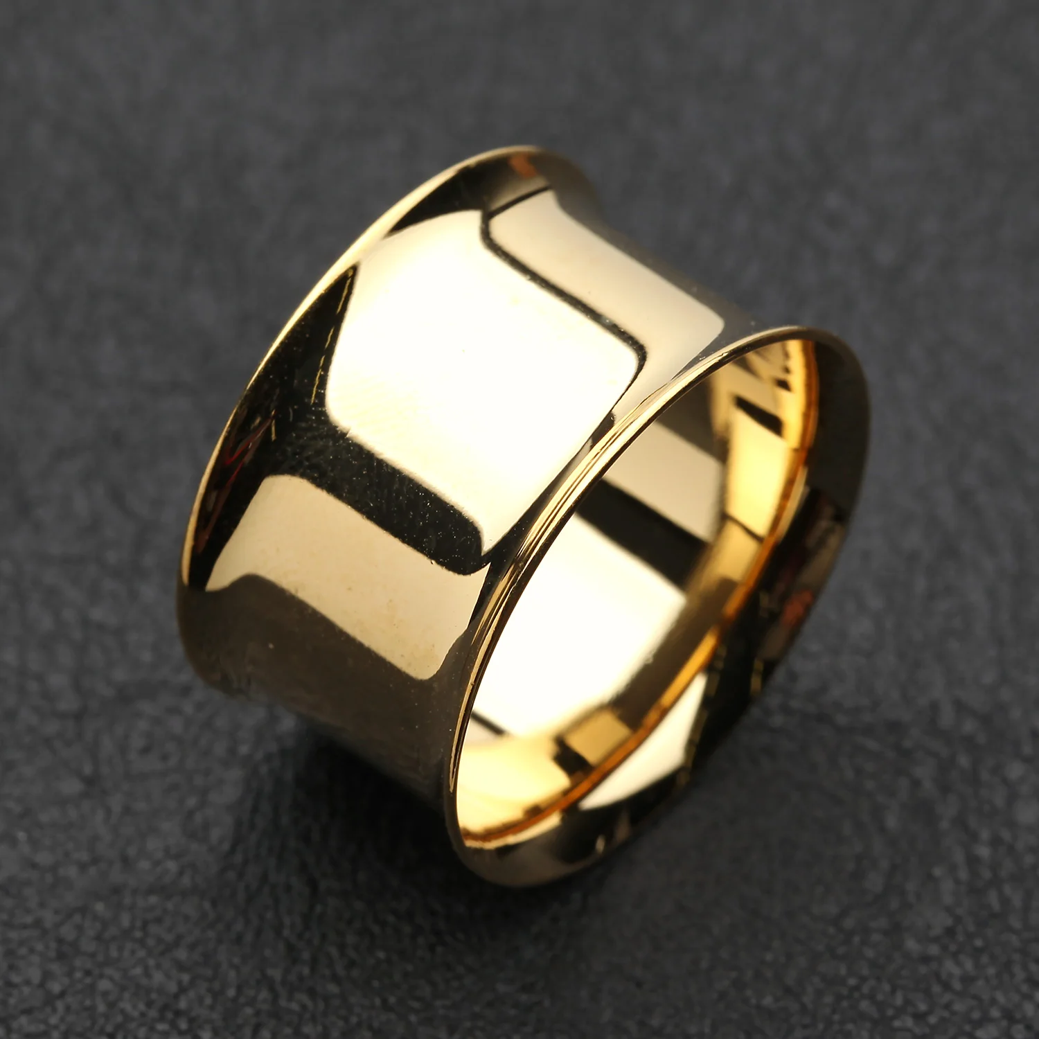A Pair of Gold PVD Steel Double Flared Ear Gauge Flesh Tunnel Plug - Image 2
