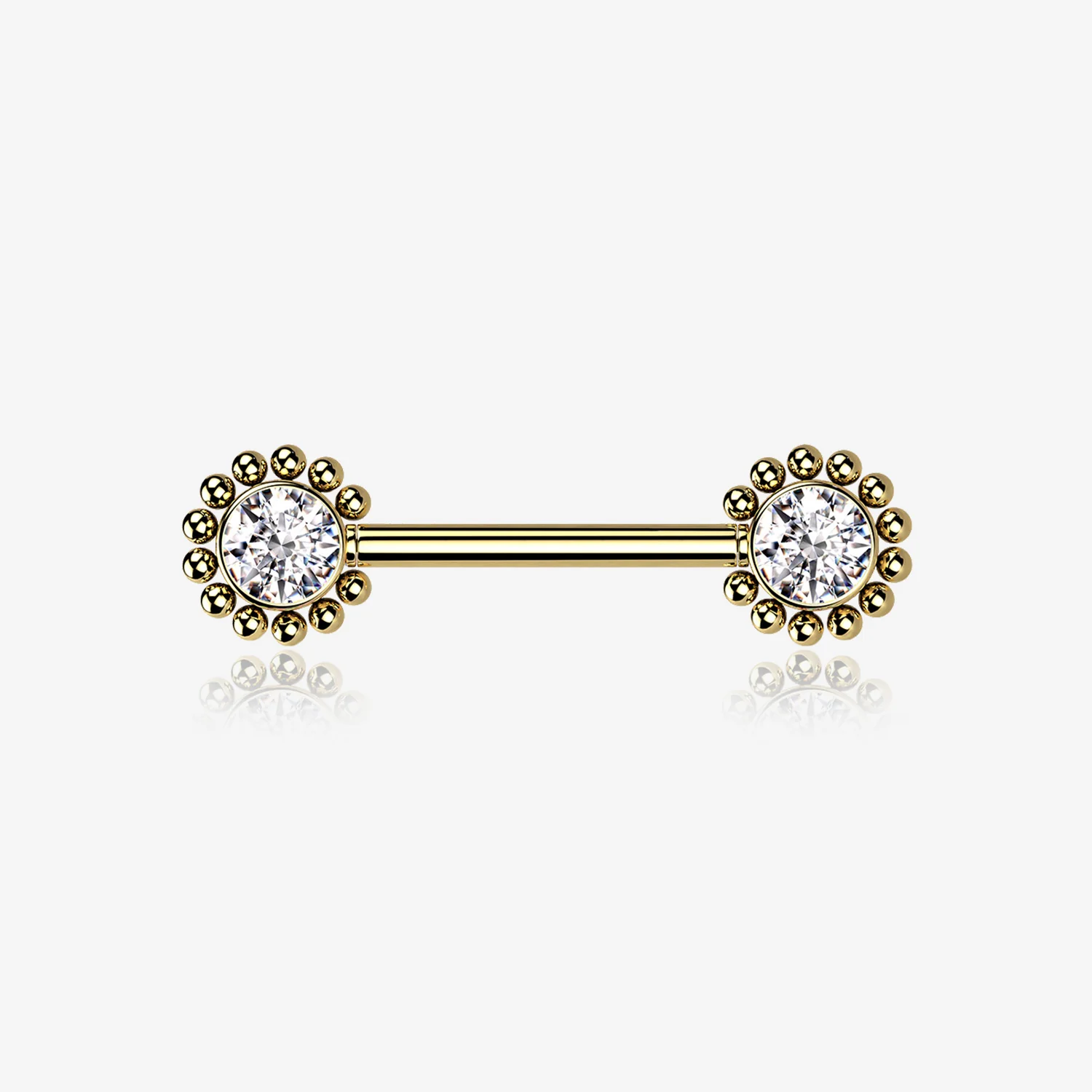 A Pair of Golden Bali Bead Karma Circle Sparkle Threadless Nipple Barbell