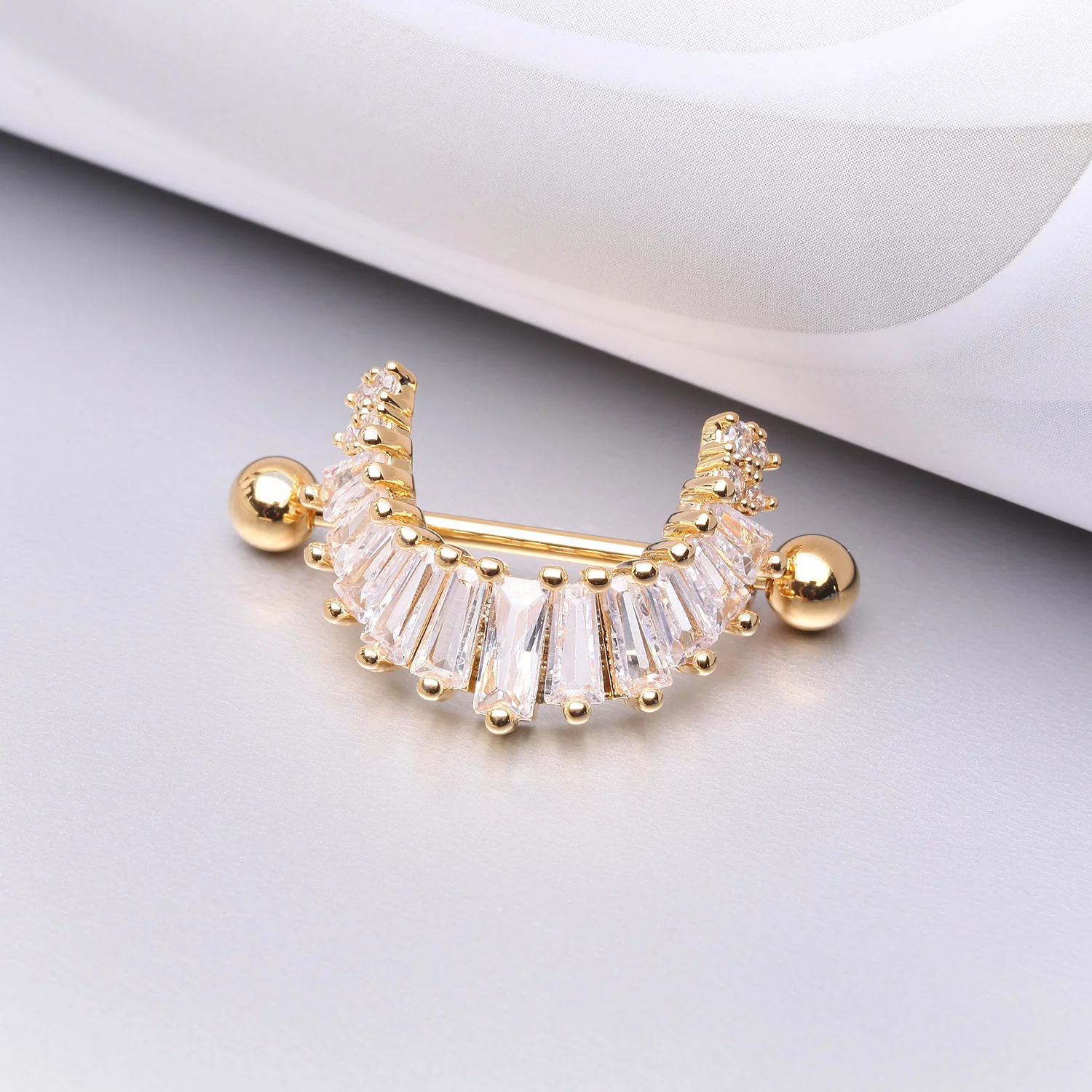 A Pair of Golden Brilliant Maya Goddess Sparkle Dangle Nipple Shield - Image 2