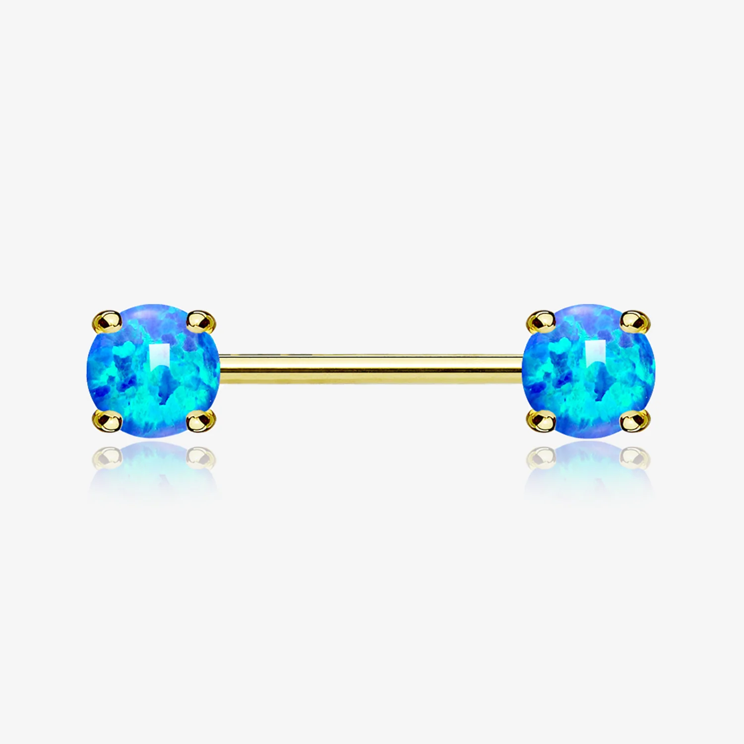 A Pair of Golden Fire Opal Prong Set Sparkle Nipple Barbell