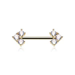 A Pair of Golden Geometric Sparkle Arrow Ends Nipple Barbell