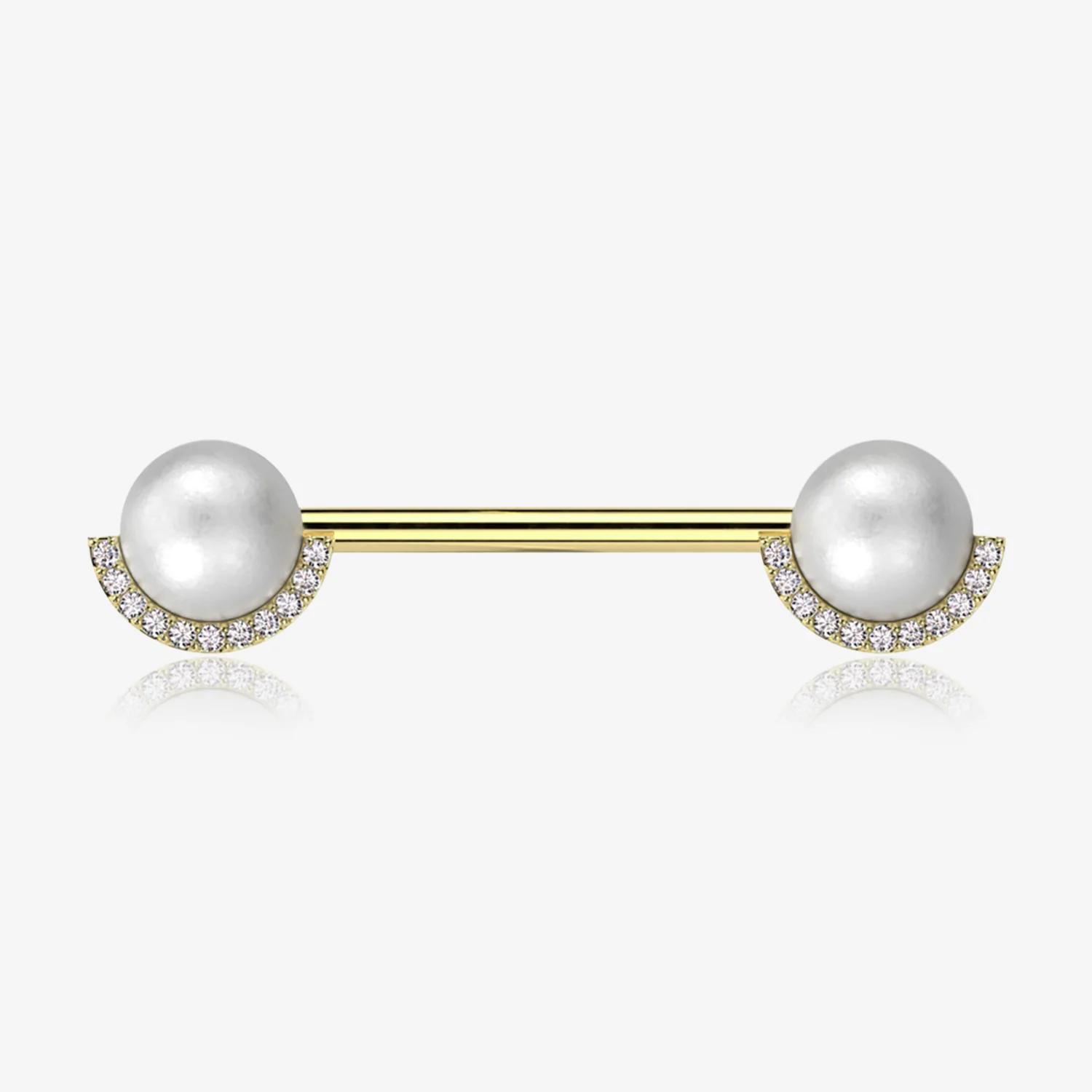 A Pair of Golden Pearlescent Sparkle Crescent Rim Nipple Barbell