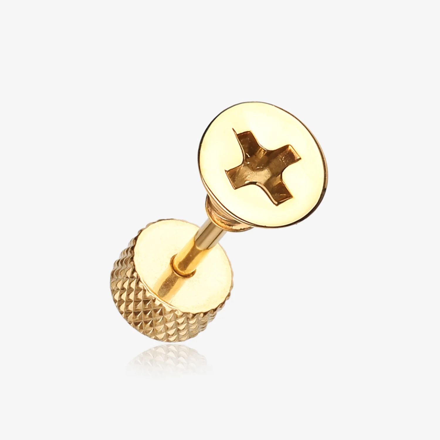 A Pair of Golden Screw Bolt Top Steel Fake Plug Earring