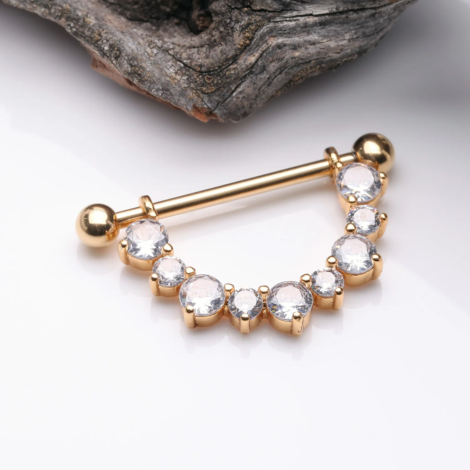 A Pair of Golden Sparkle Elegance Multi-Gem Dangle Nipple Shield - Image 2