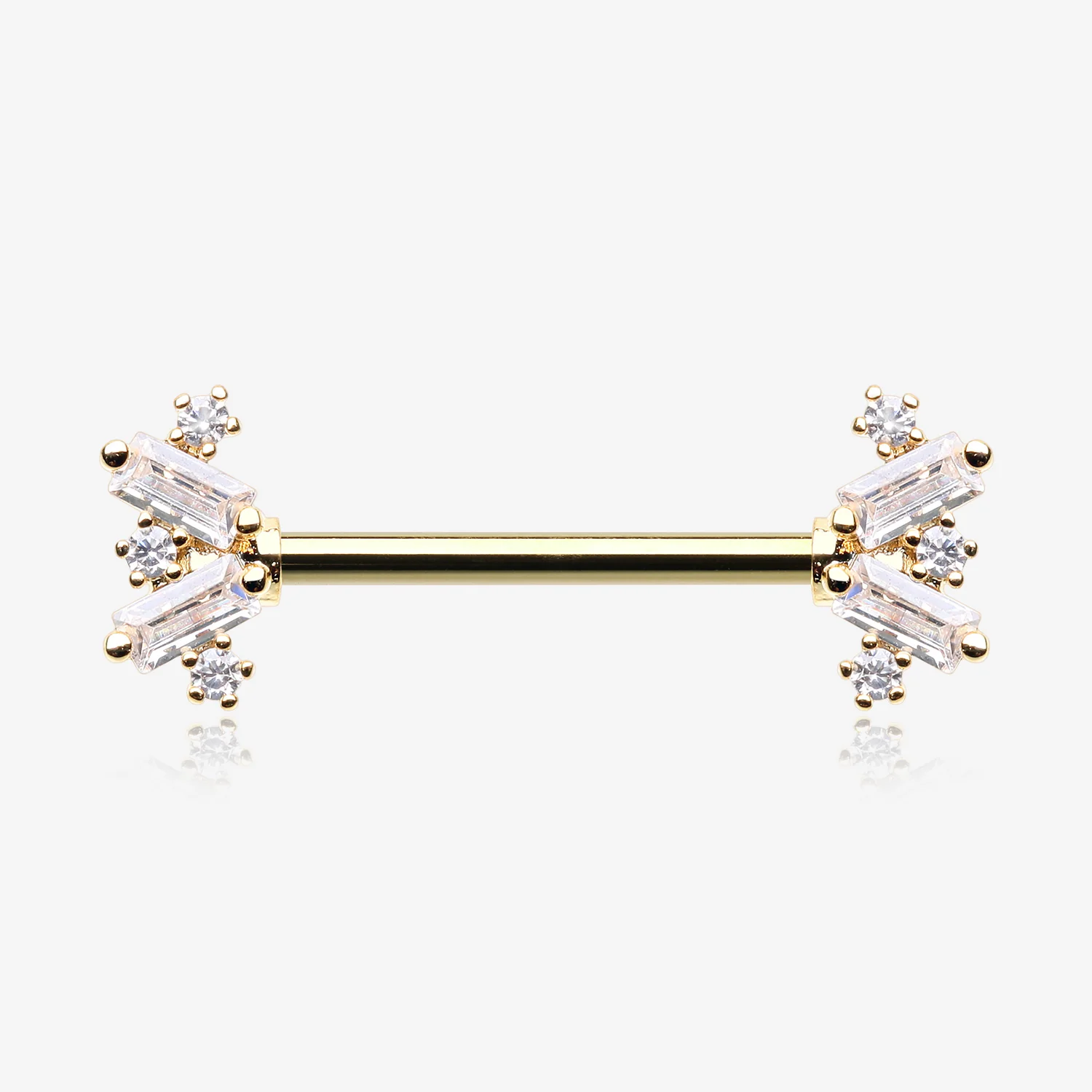 A Pair of Golden Sparkle Overload ZigZag Nipple Barbell