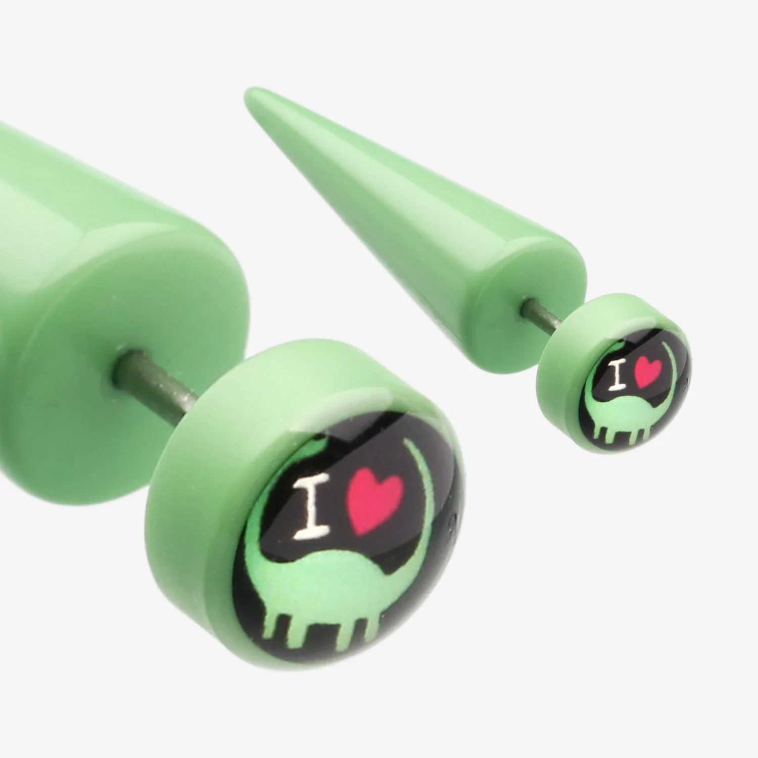 A Pair of I heart Dino Acrylic Faux Taper Earring* - Image 2