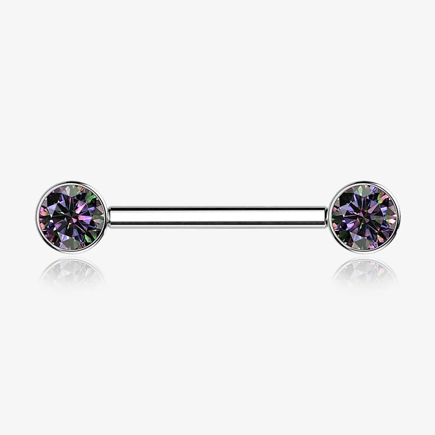 A Pair of Implant Grade Titanium Bezel Set Sparkle Internally Threaded Nipple Barbell