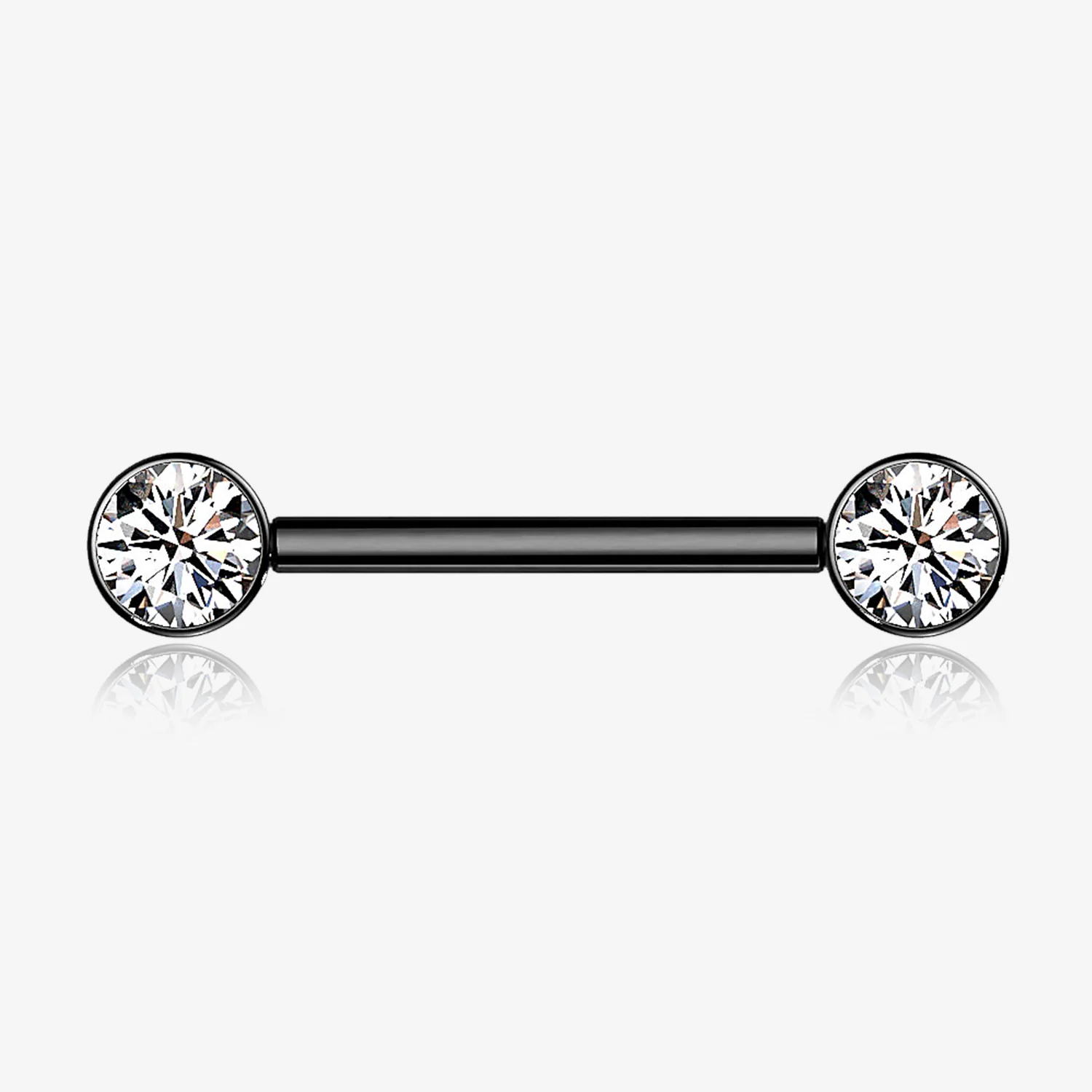A Pair of Implant Grade Titanium Blackline Bezel Set Sparkle Internally Threaded Nipple Barbell