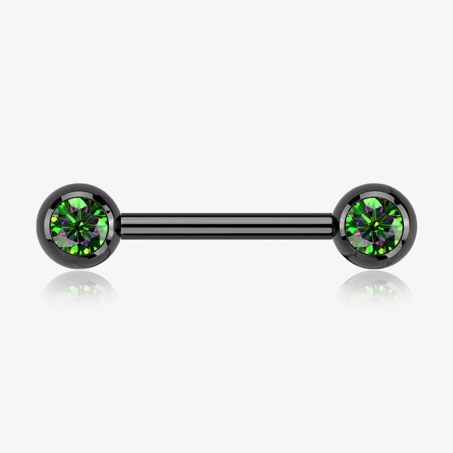 A Pair of Implant Grade Titanium Blackline Gem Ball Internally Threaded Nipple Barbell
