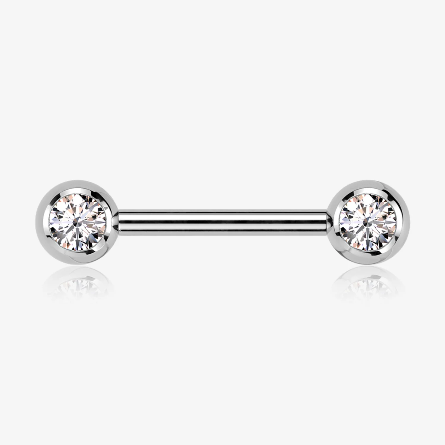 A Pair of Implant Grade Titanium Gem Ball Internally Threaded Nipple Barbell