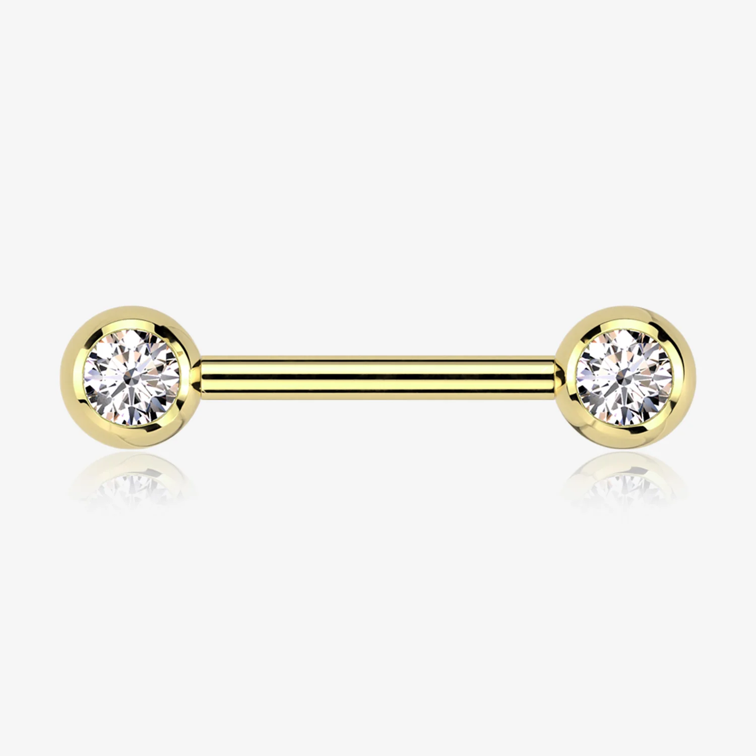A Pair of Implant Grade Titanium Golden Gem Ball Internally Threaded Nipple Barbell