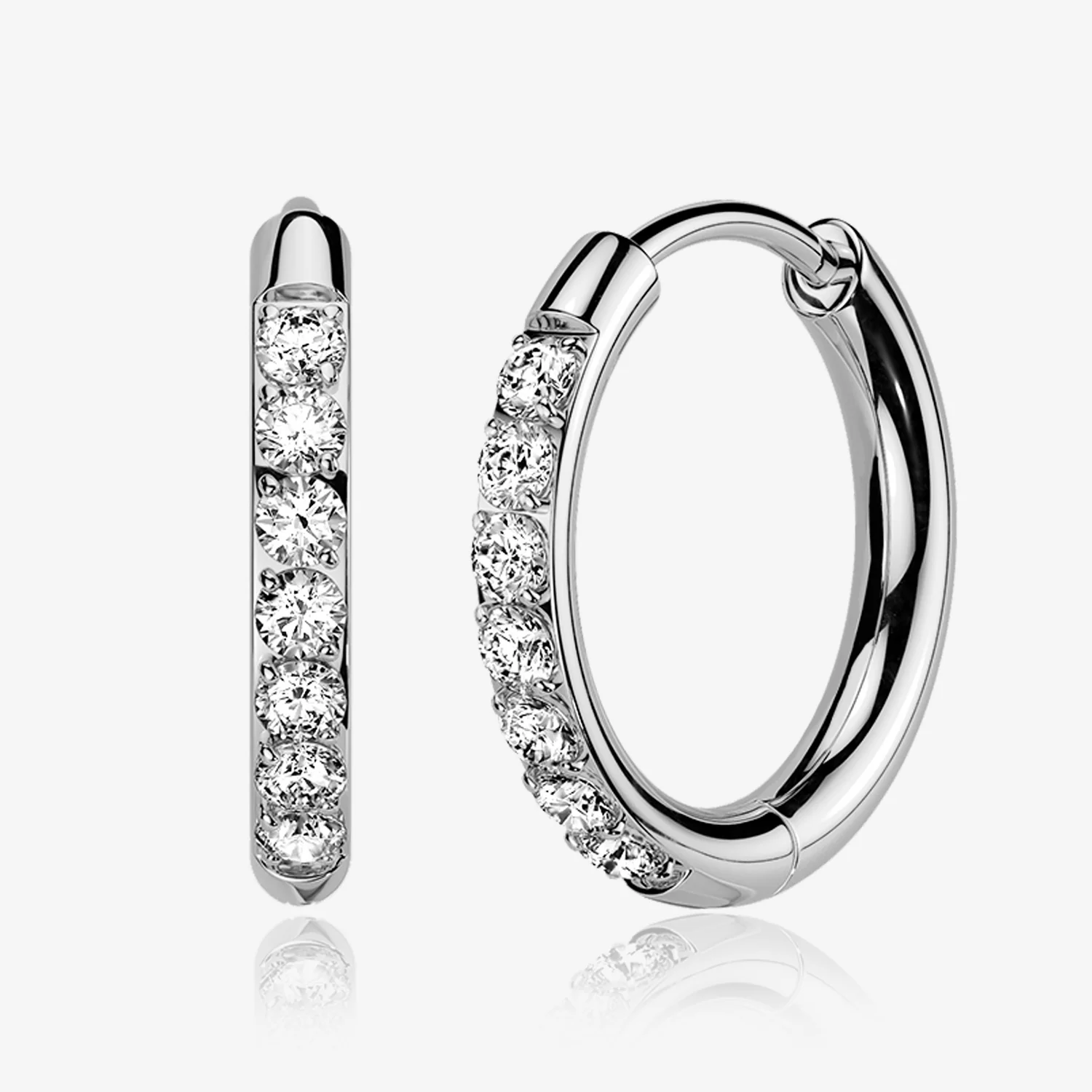 A Pair of Implant Grade Titanium Moissanite Sparkle Huggie Hoop Earring