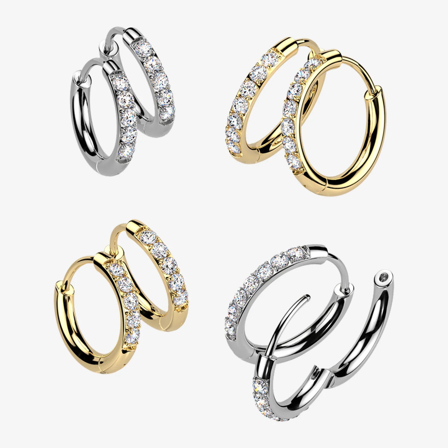 A Pair of Implant Grade Titanium Moissanite Sparkle Huggie Hoop Earring - Image 2