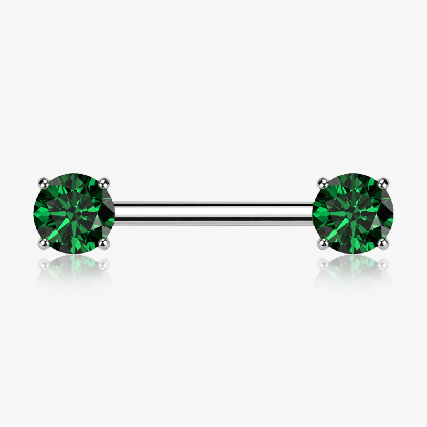 A Pair of Implant Grade Titanium OneFit Threadless Prong Gem Sparkle Nipple Barbell