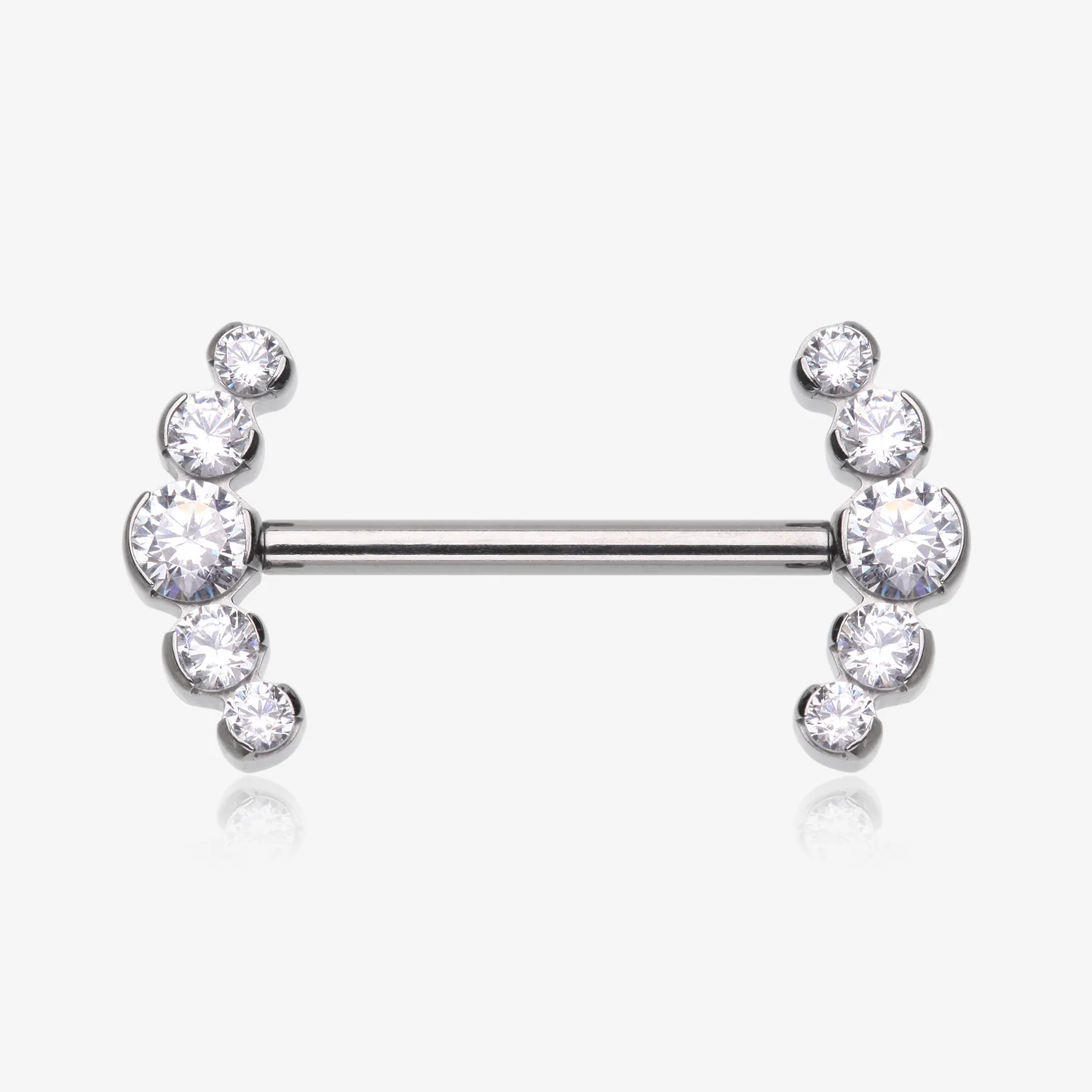 A Pair of Implant Grade Titanium Threadless Sparkle Ray Multi-Gem Nipple Barbell