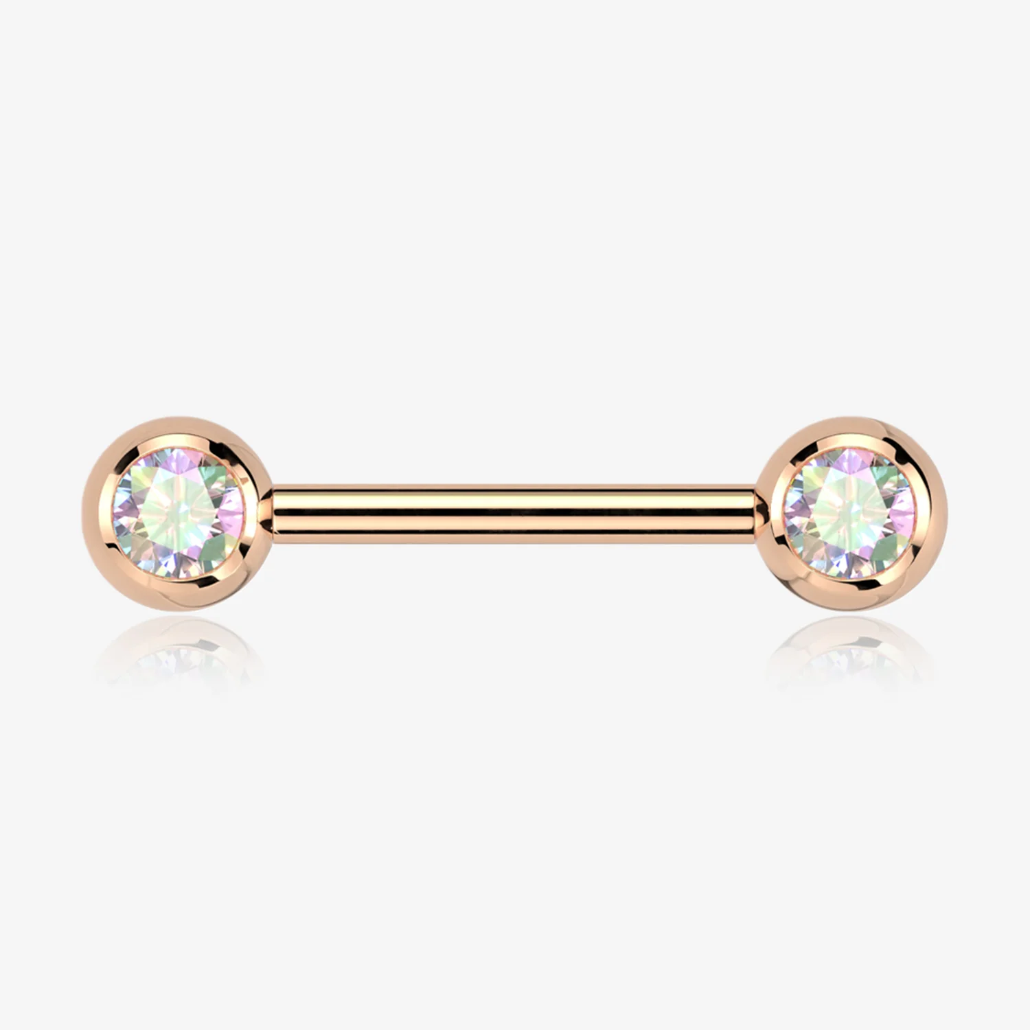 A Pair of Implant Grade Titanium Rose Gold Gem Ball Internally Threaded Nipple Barbell
