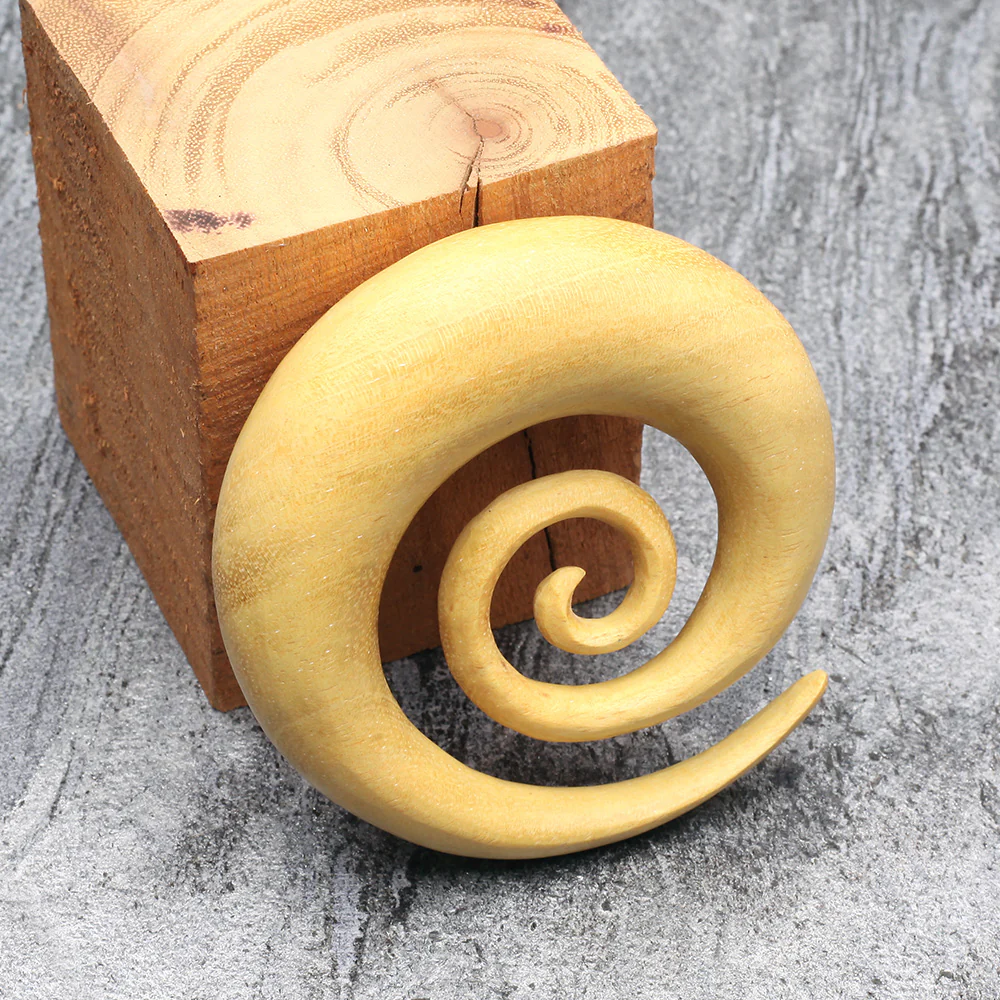 A Pair of Jackfruit Wood Super Spiral Hanger Plug - Image 4