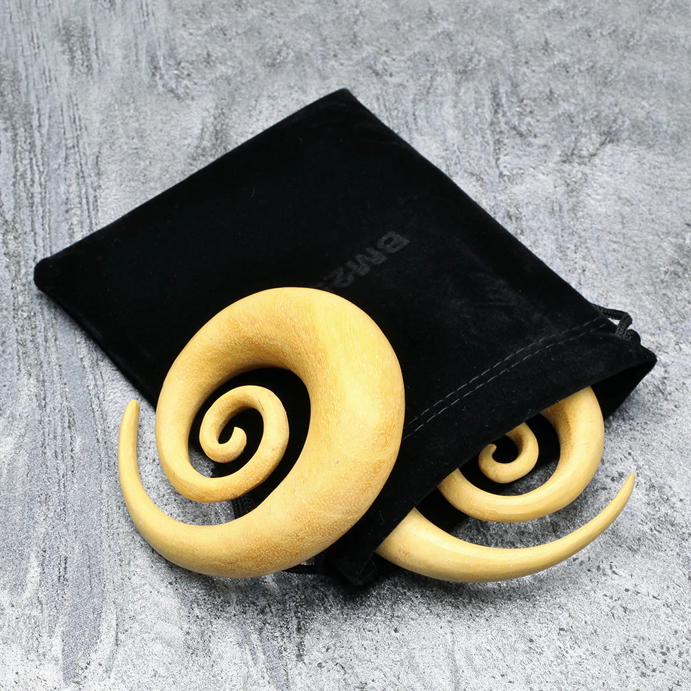 A Pair of Jackfruit Wood Super Spiral Hanger Plug - Image 5