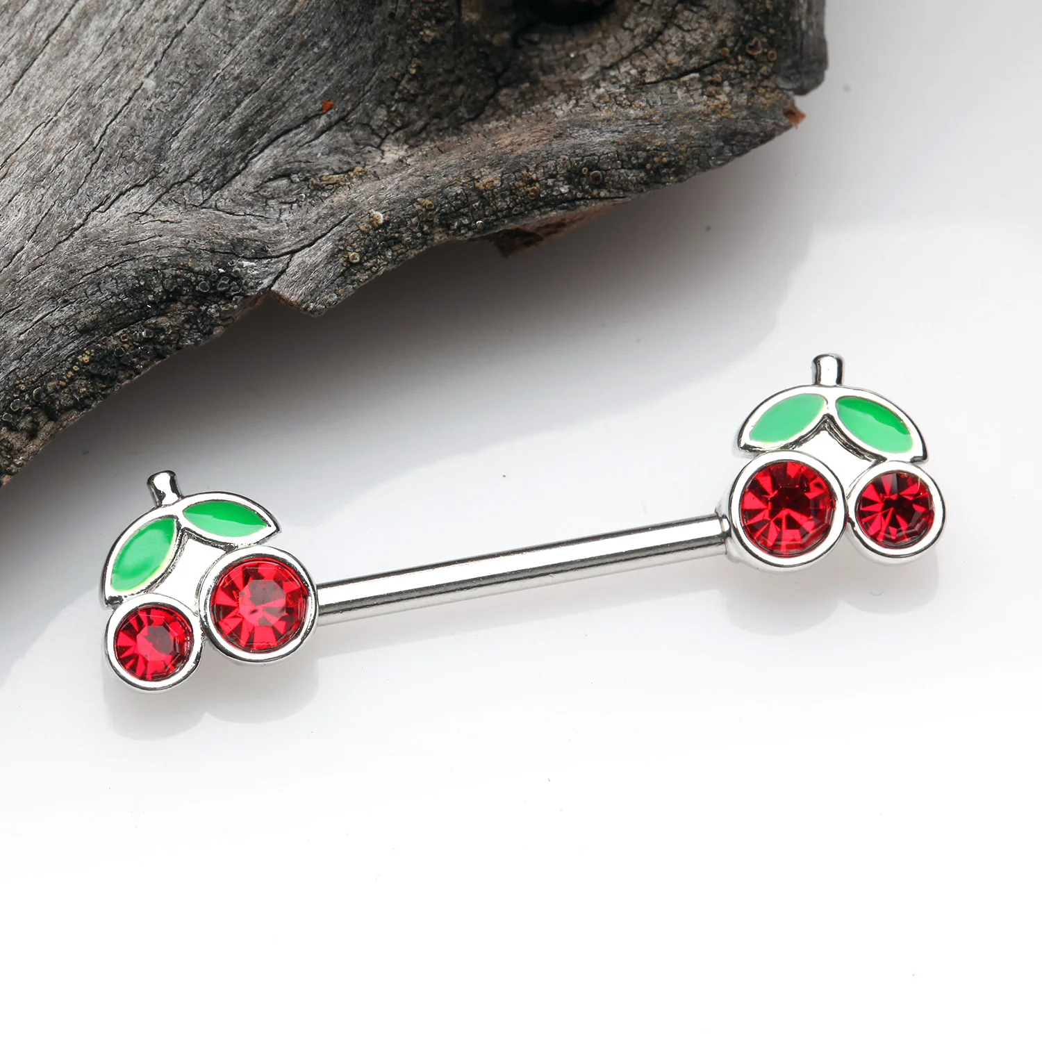 A Pair of Juicy Cute Cherry Sparkles Nipple Barbell - Image 2