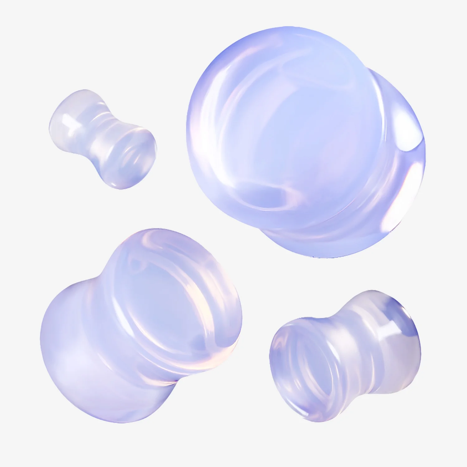 A Pair of Luscious Lavendar Opalite Stone Double Flared Plug - Image 2