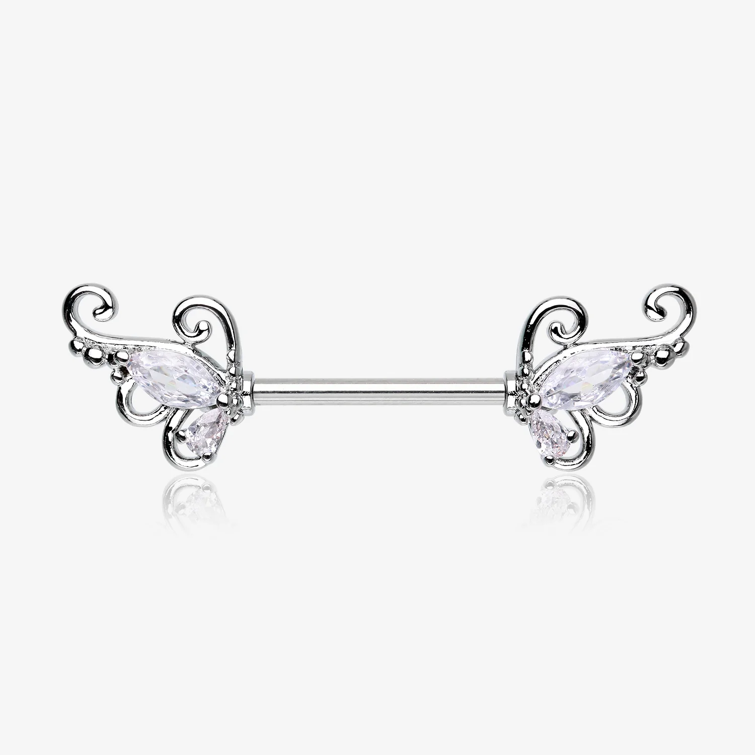 A Pair of Luscious Sparkle Butterfly Elegance Nipple Barbell