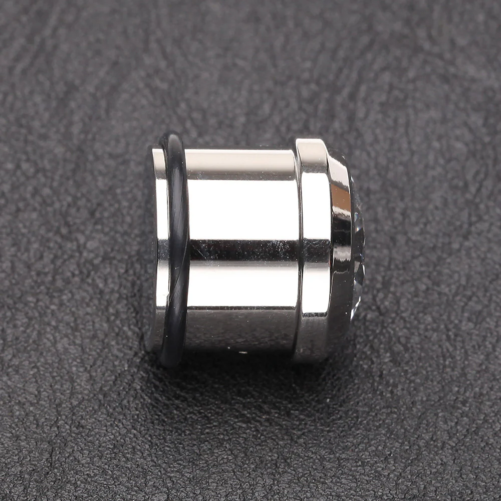 A Pair of Magnum CZ Press Fit Single Flared Ear Gauge Plug - Image 3