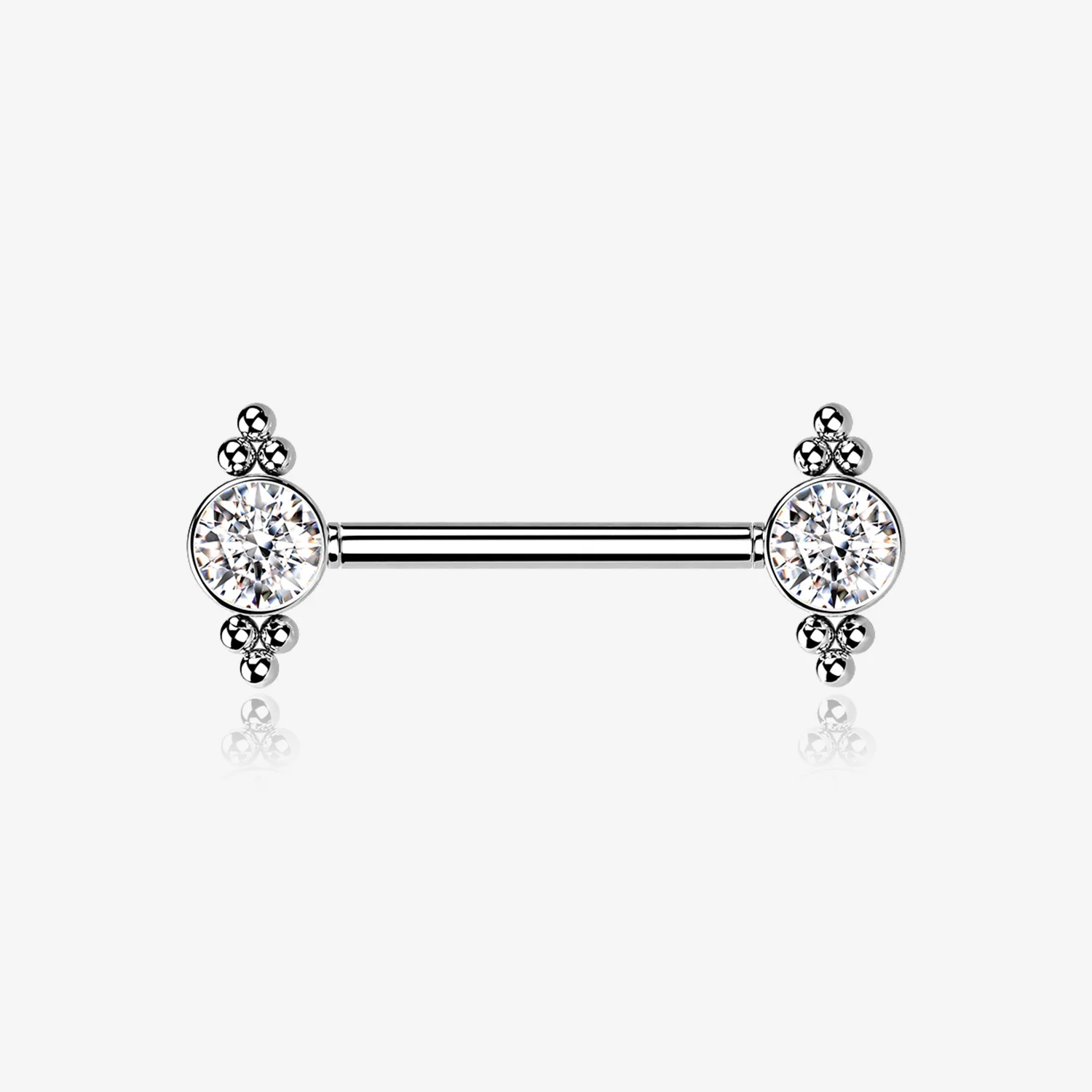 A Pair of Majestic Bali Beads Sparkle Threadless Nipple Barbell