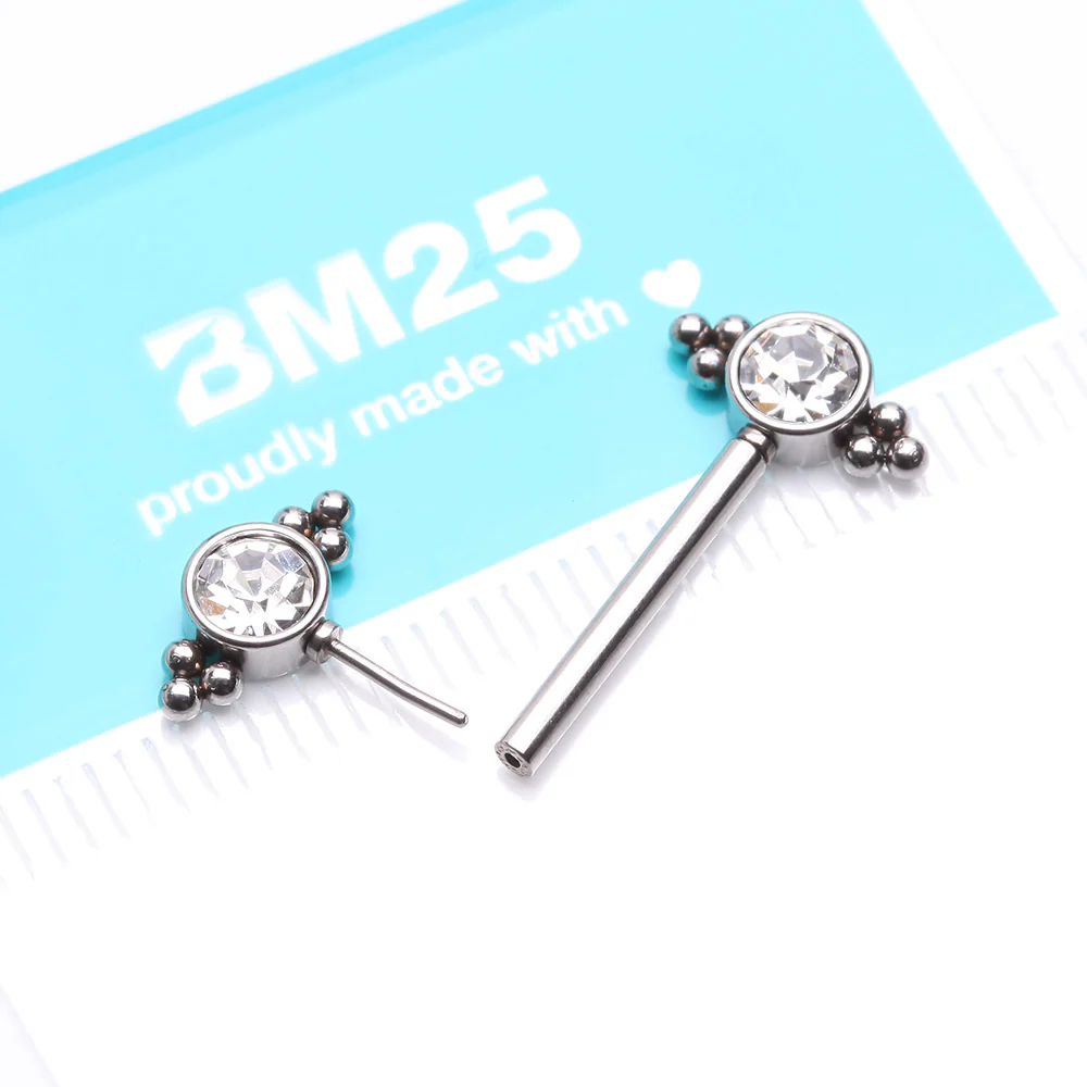 A Pair of Majestic Bali Beads Sparkle Threadless Nipple Barbell - Image 3