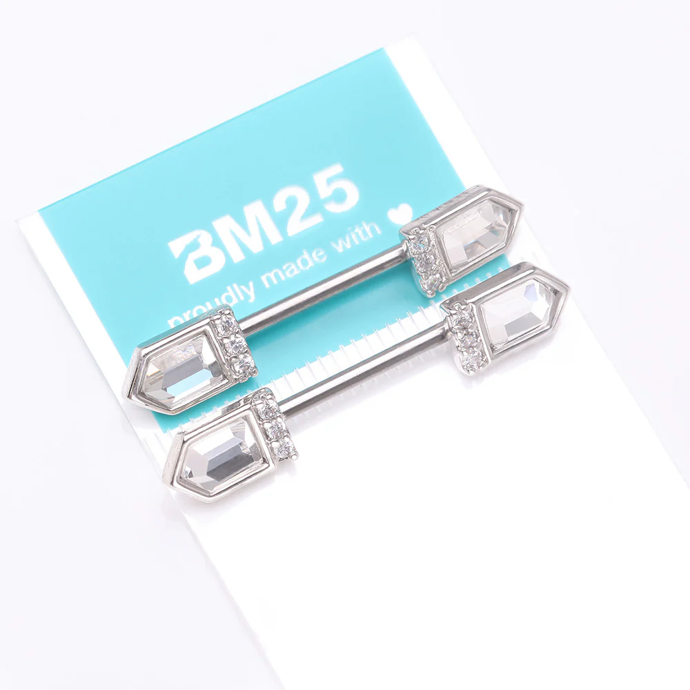 A Pair of Majestic Sparkle Point Nipple Barbell - Image 4