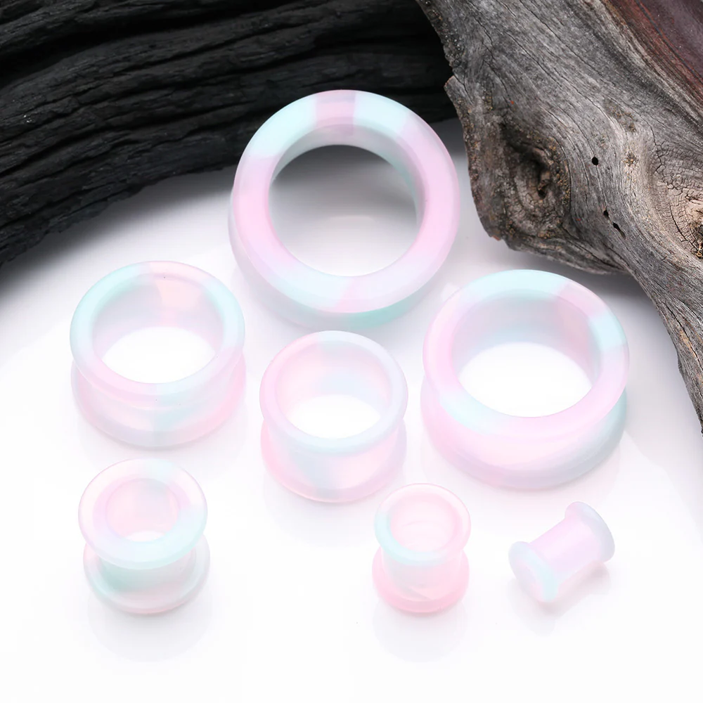 A Pair of Milky Way Camo Flexible Silicone Double Flared Tunnel Plug - Image 3